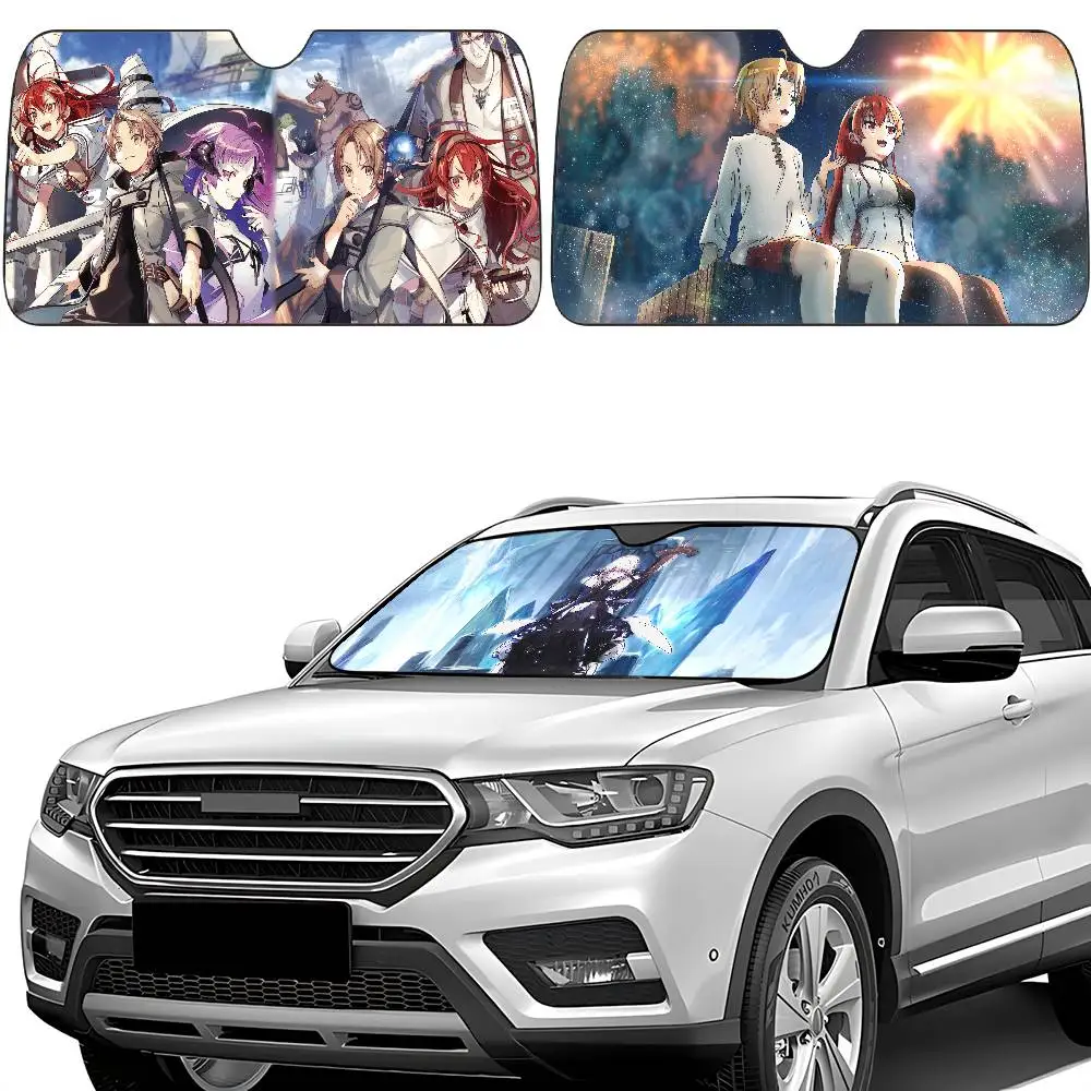 Mushoku tensei pára-sol do carro cortinas pára-brisas janela dianteira viseira 70x130cm viseira de sol solar proteger xadrez presente novidade carro