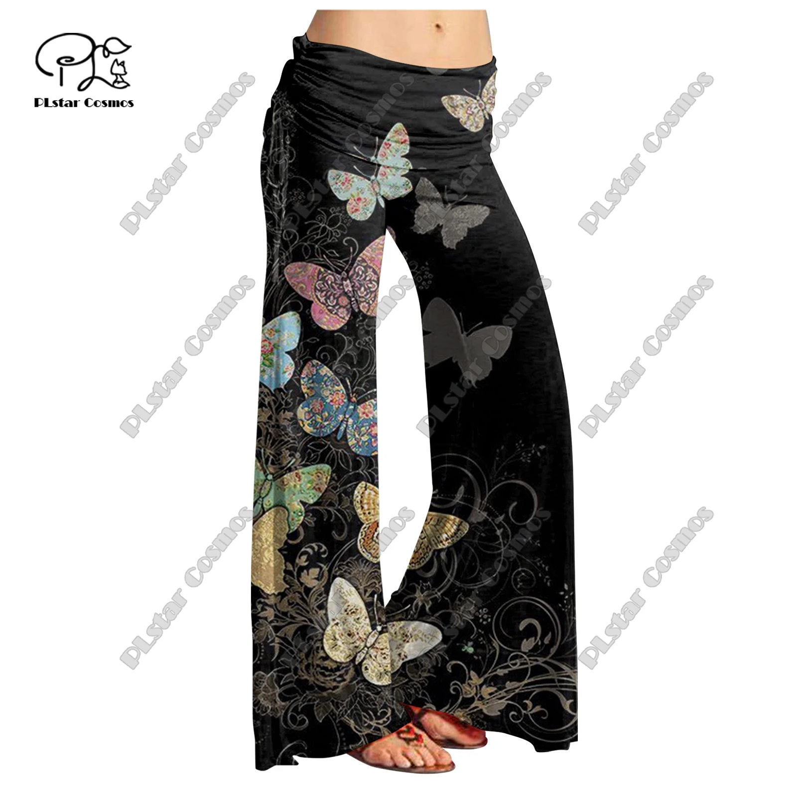 

PLstar Cosmos 3D printing women's color printing wide-leg pants belt folding elastic waist pants casual 4