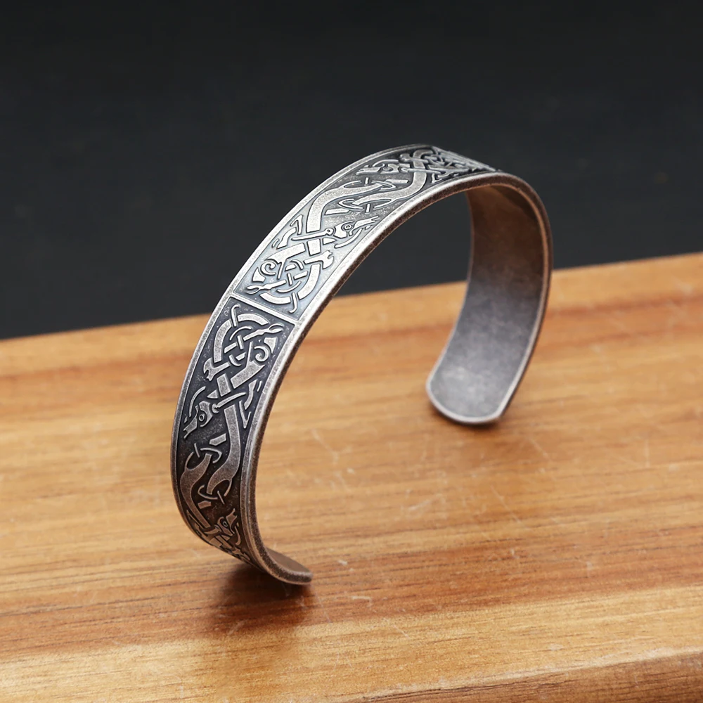 Nordic Viking Dragon Totem Bracelet Punk Stainless Steel Opening Bangles For Men Women Fashion Amulet Jewelry Gifts Dropshipping