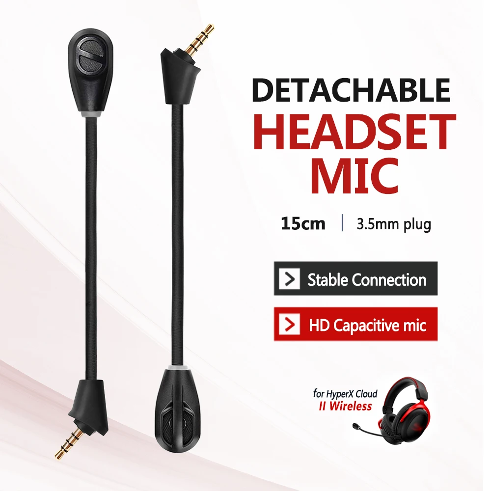 

3.5MM jack Detachable Headset Microphone Noise-reducing PC Game Mic for HyperX Cloud II Wireless Headphone Replaceable Accessory