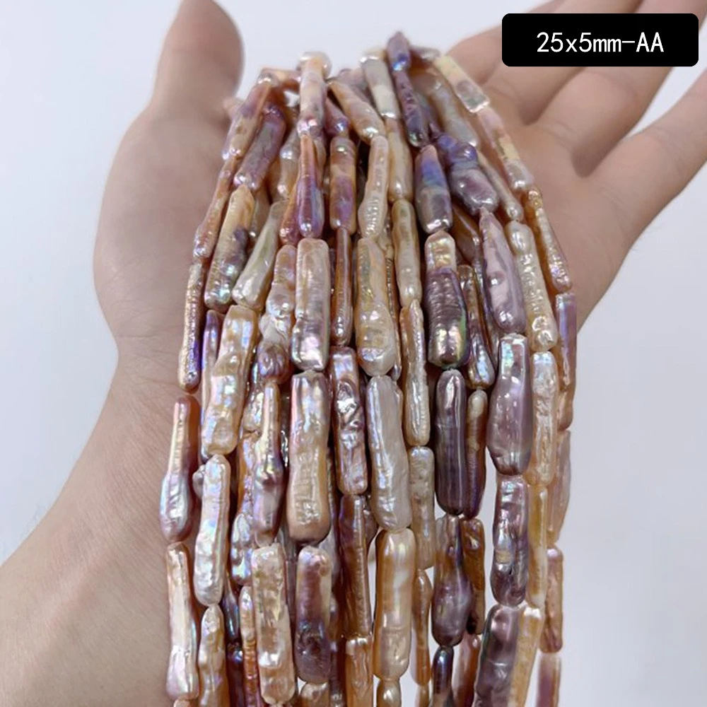25x5mm AA Natural Freshwater Purple Pearl Exquisite Baroque Loose Strip Bead Jewelry Make DIY Necklace Bracelet Women Wedding