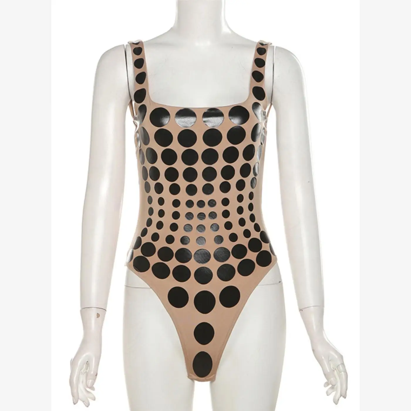 セクシーな水玉模様のストラップ付きワンピース、女性用ハイウエストまたはパンツ、ストリートスタイル、カジュアルウェア、レギュラー、薄手、夏用スーツ