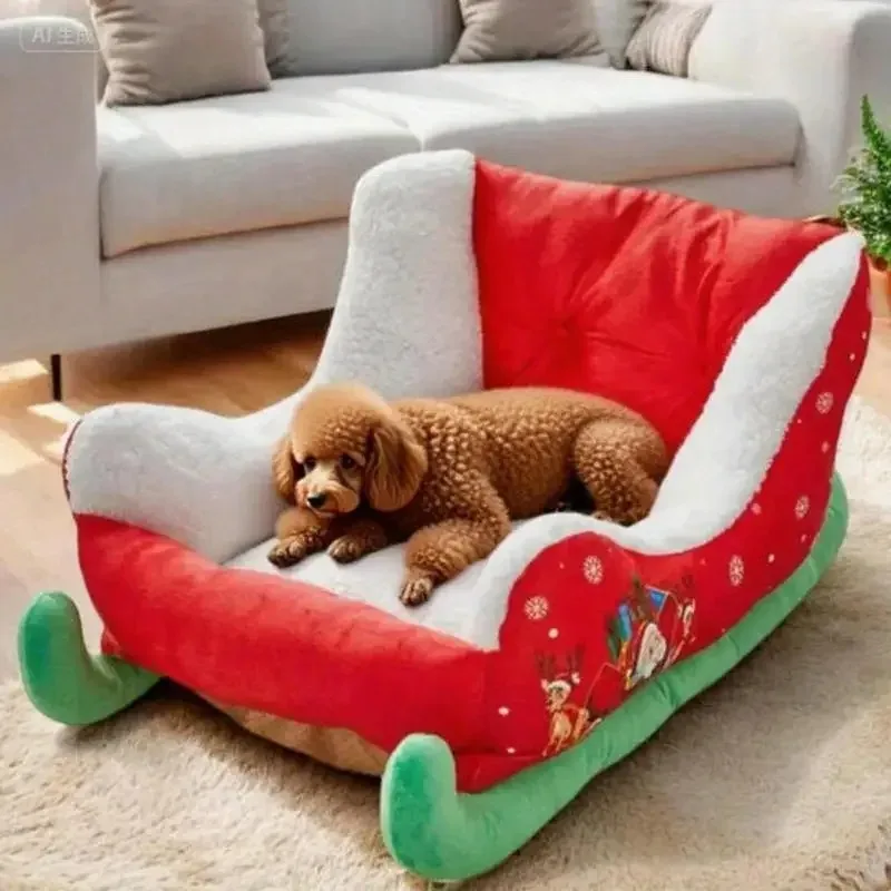 سرير سانتا سليج الحديث للقطط اختيار مثالي/أرجوحة قطط، عش سحابة شتوي دافئ للقطط والكلاب، قاعدة ناعمة قابلة للغسل وغير قابلة للانزلاق #3