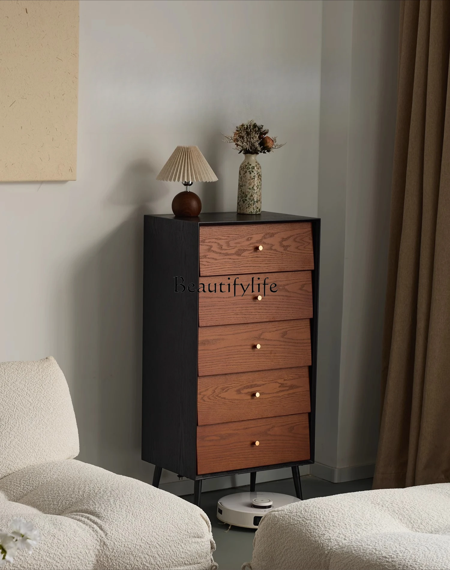 

*Medieval solid wood chest of drawers, bedside storage, living room retro drawer, entrance cabinet