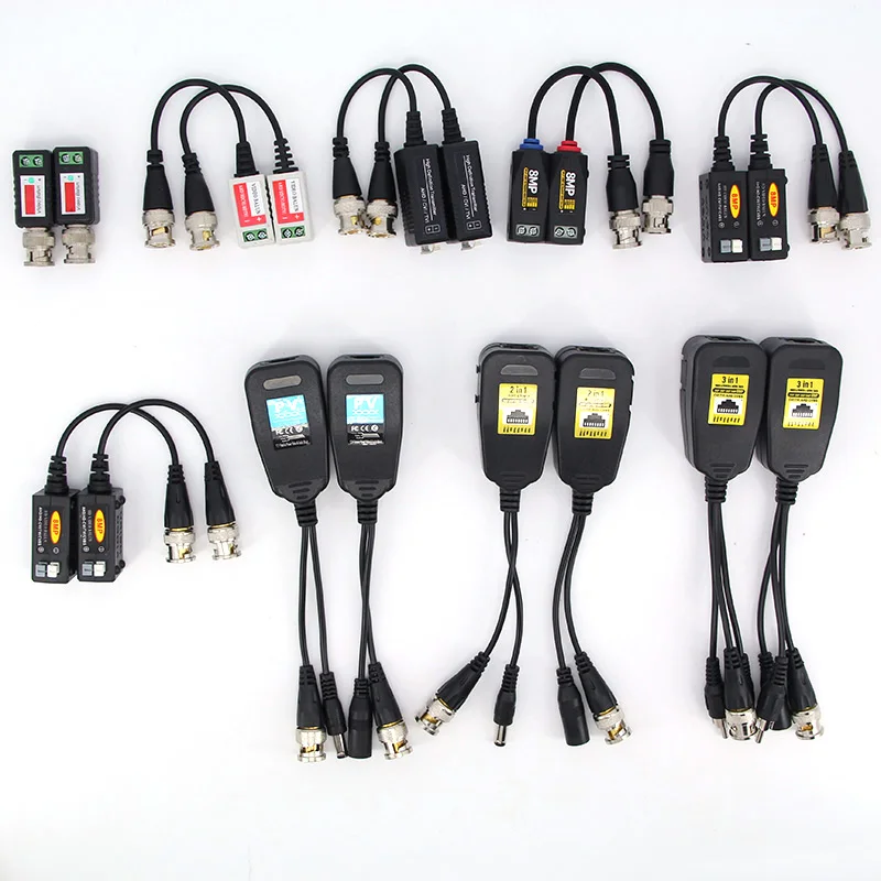 1080P 5mp 8mp 4K Passieve Rj45 1ch Cctv Video Balun 2in1 Bnc Voedingskabel Connectoren Gedraaid Ahd/Cvi/Tvi/Tvi Camera