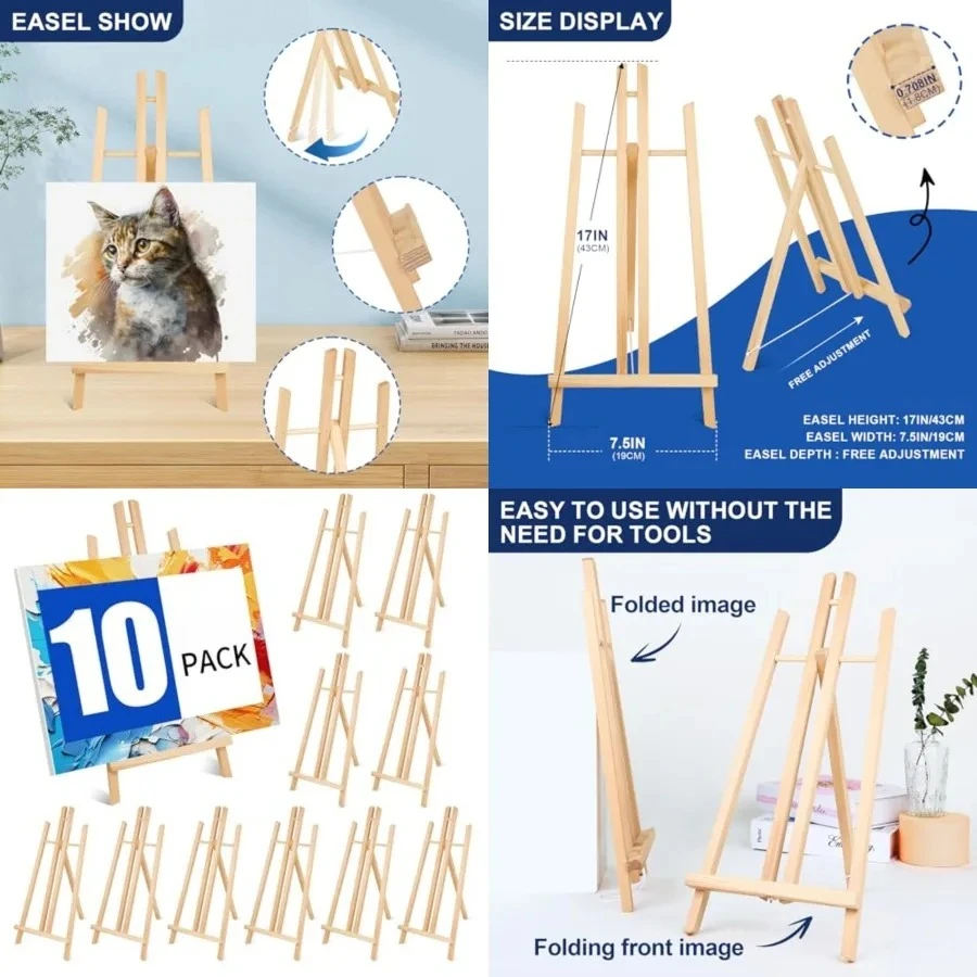 

10pcs 17 Inch Tabletop Easels - Tripod & Desktop Easels for Kids & Adults - Canvas Painting