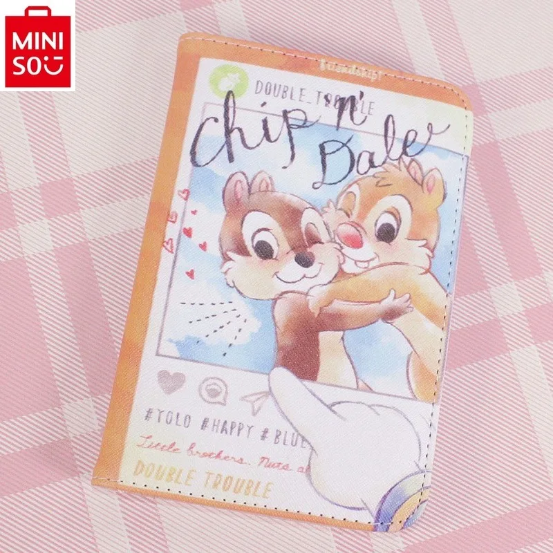 MINISO 디즈니 인어 공주 만화 다기능 PU ID 거치대, 귀여운 보관 ID 가방, 여권 클러치