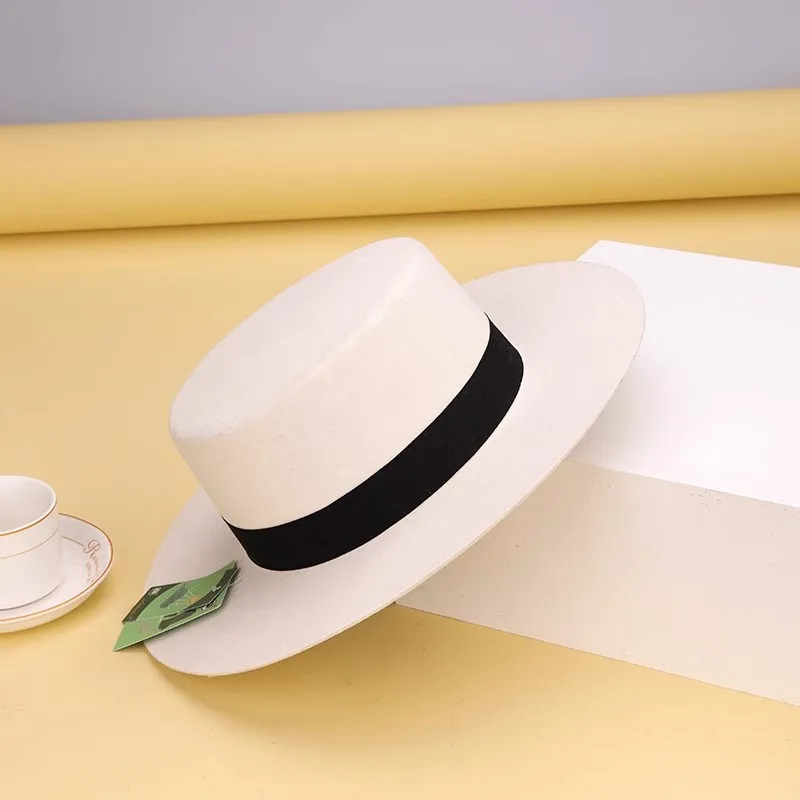 LIHUA Brand Classic Fedora Hat Flat Top Hat Felt Pork Pie Hat Wide Brim Church Derby Cap for Women and Men