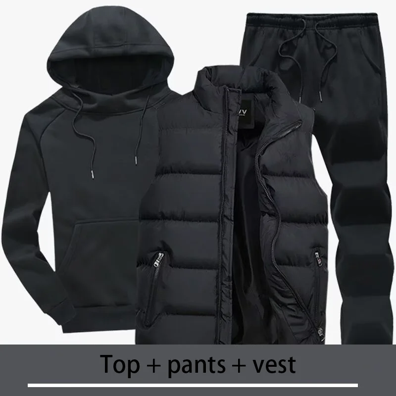 Casual Suit Men\'s Autumn New Style Loose Plus Size Trend Sweaters and Trousers Sports Casual Three-piece Set