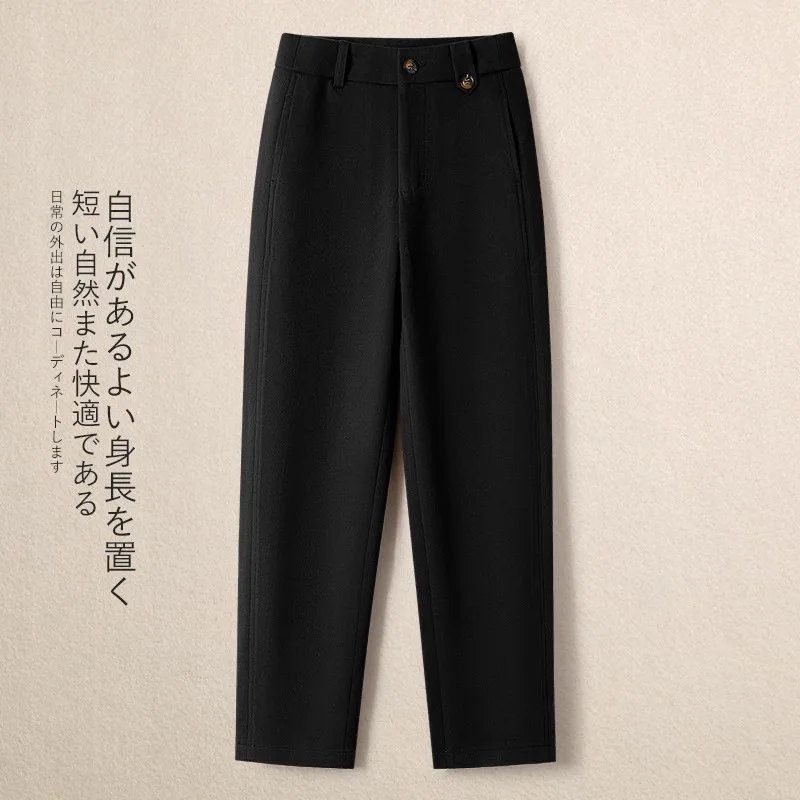 فضفاضة عالية الخصر دعوى سراويلي حريمي الخريف التنقل بسيط عادية مستقيم الساق تسع نقاط المنجل السراويل #4