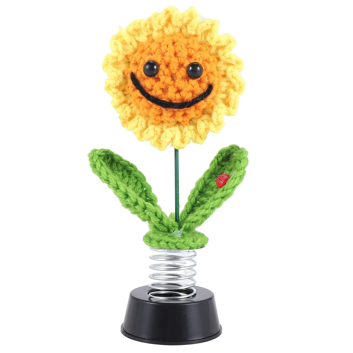 Sunflower Car Dashboard Decorations, Dashboard Bobbleheads Knitted Flowers for Women Car Ornament Accessories