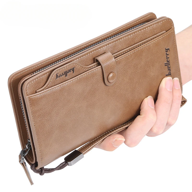 

Men's Wallet Long Style European and American Retro Large Capacity Handbag Business Clutches Bag