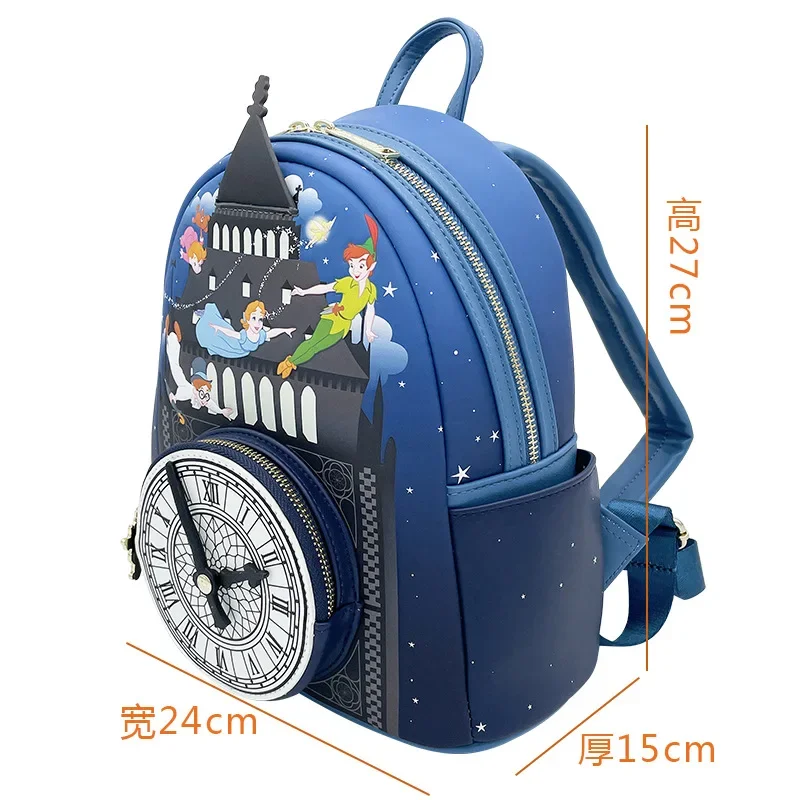 Disney Peter Pan Women\'s Backpacks Anime Cosplay Peter and Wendy Star Sky Pu Leather Students Brand Backpack Waterproof Bag