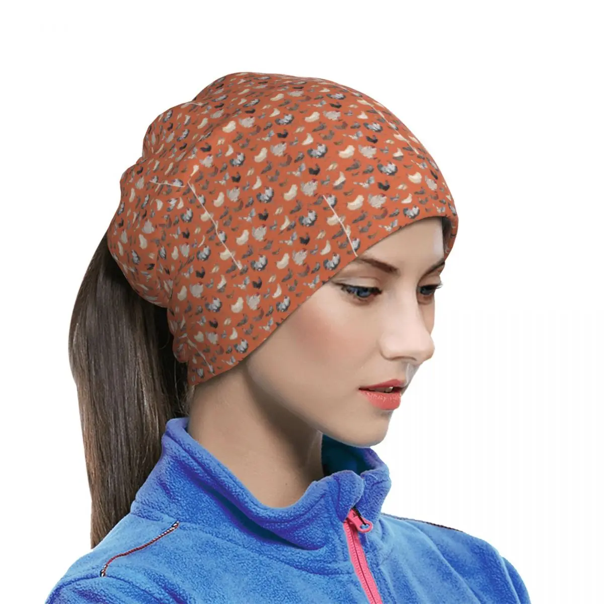 Chicken Happy In Deep Orange Bandana Neck Gaiter Printed Wrap Mask Scarf Riding Headwear For Men Women Adult Winter