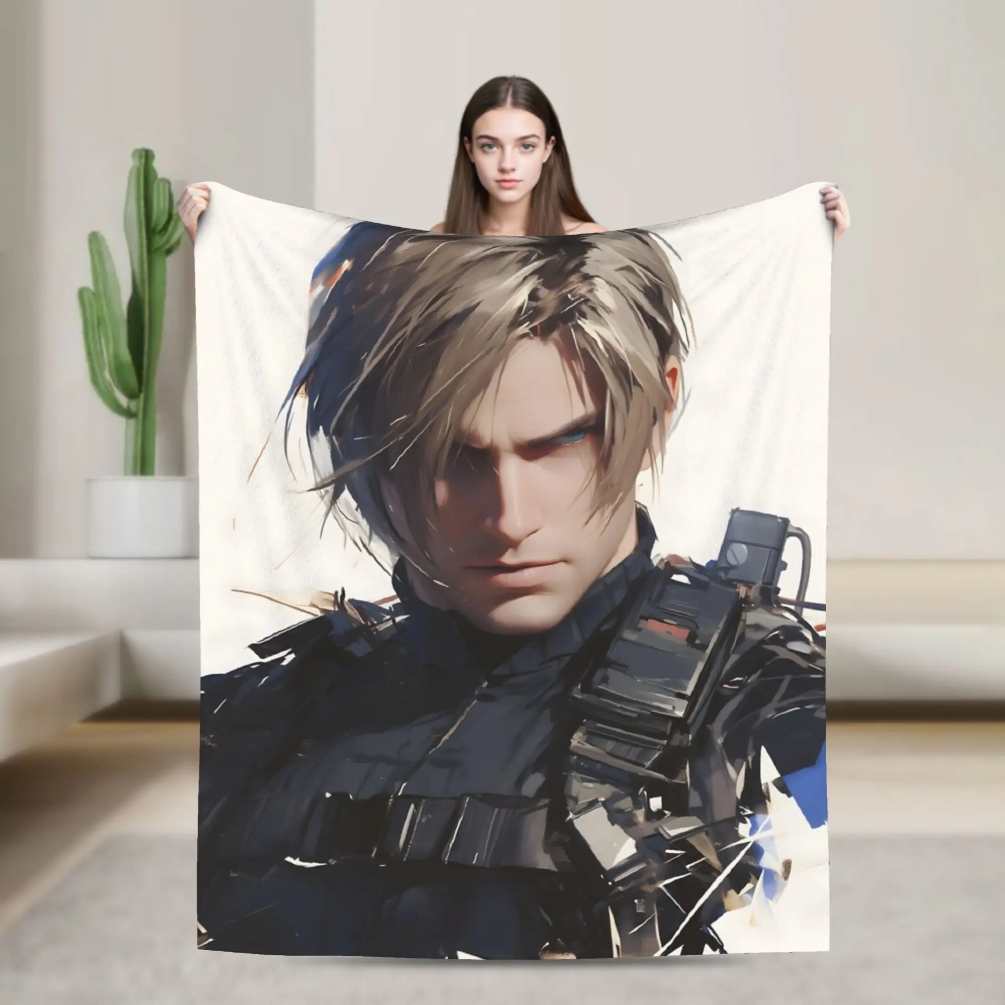 Leon S. Kennedy Residents Evils Blanket Flannel  Winter  Breathable Warm Throw Blankets for Bed Office Bedspreads