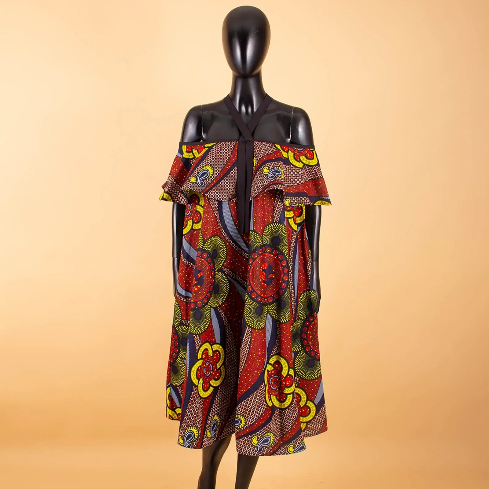 African Dresses for Women's Explosion Models Spring Positioning Printing Ethnic Skirt with Bow Tie AFRIPRIADE S1925027