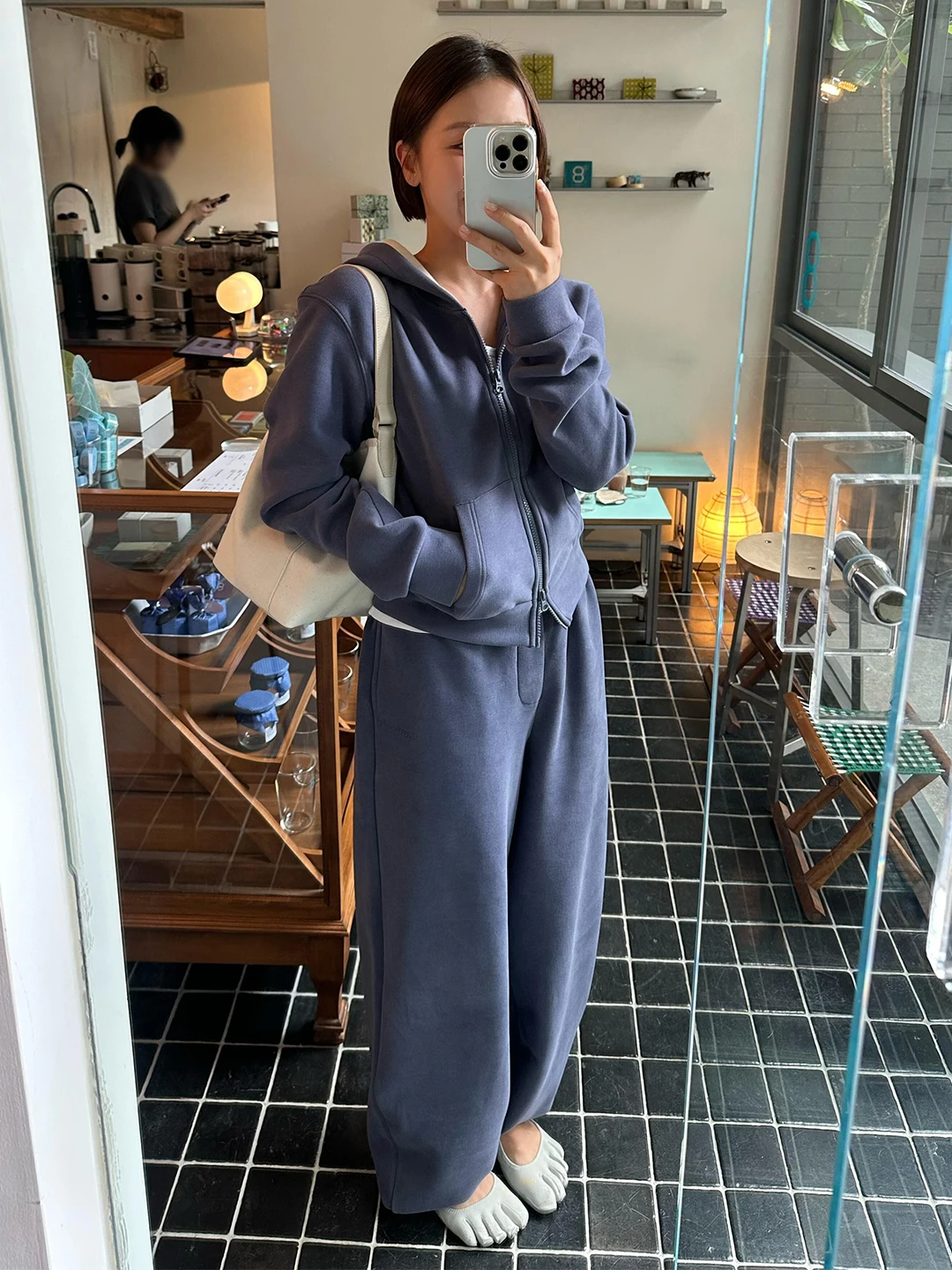 Blue Casual Sportswear Hoodie Set Women's Autumn 2026 Fashion Color Block Long Pants Two Piece Set Comfortable Loose Fit