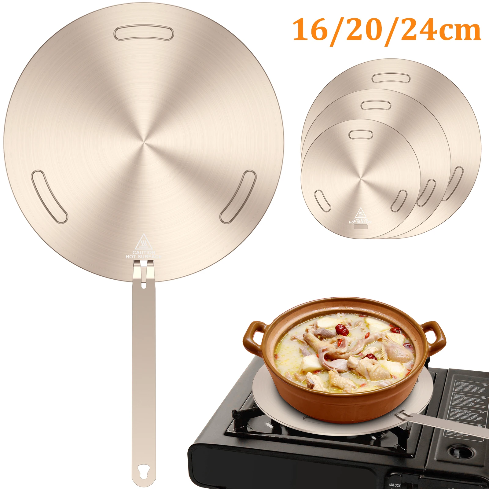 Placa Difusora De Inducción De 20 Cm – Acero Inoxidable Con Mango Extraíble – Compatible Con Gas, Eléctrica E Inducción – Protege Tus Ollas