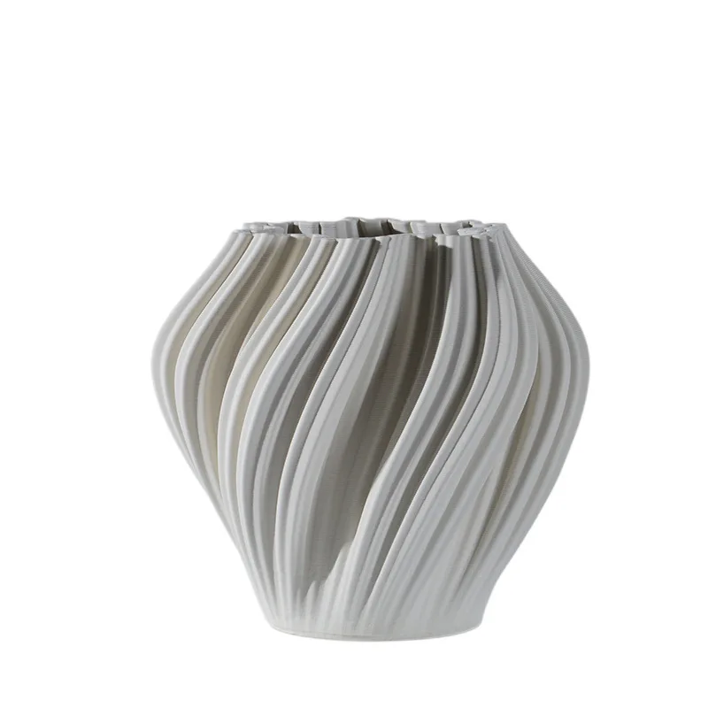 

Modern simple and creative 3D white ceramic vase guest restaurant home model room soft decoration advanced flower device