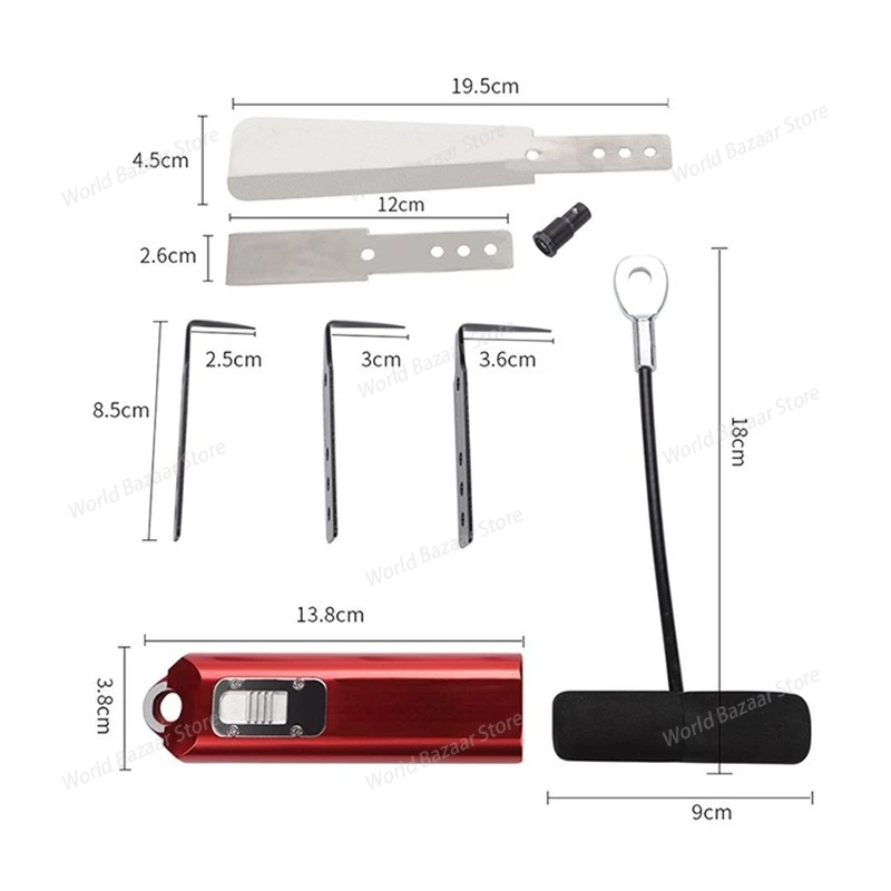 

Наборы инструментов двойного назначения для разборки и сборки лобового стекла автомобиля, включая скребки и триммеры для клея.