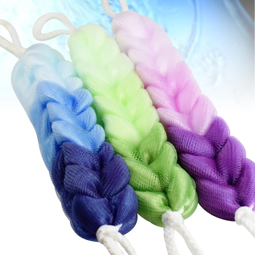 

3 Pcs Bath Strip Flowers Pouf Ultra Light Washable Premium PE Material Shower Sponge Ball Long Mesh Exfoliating