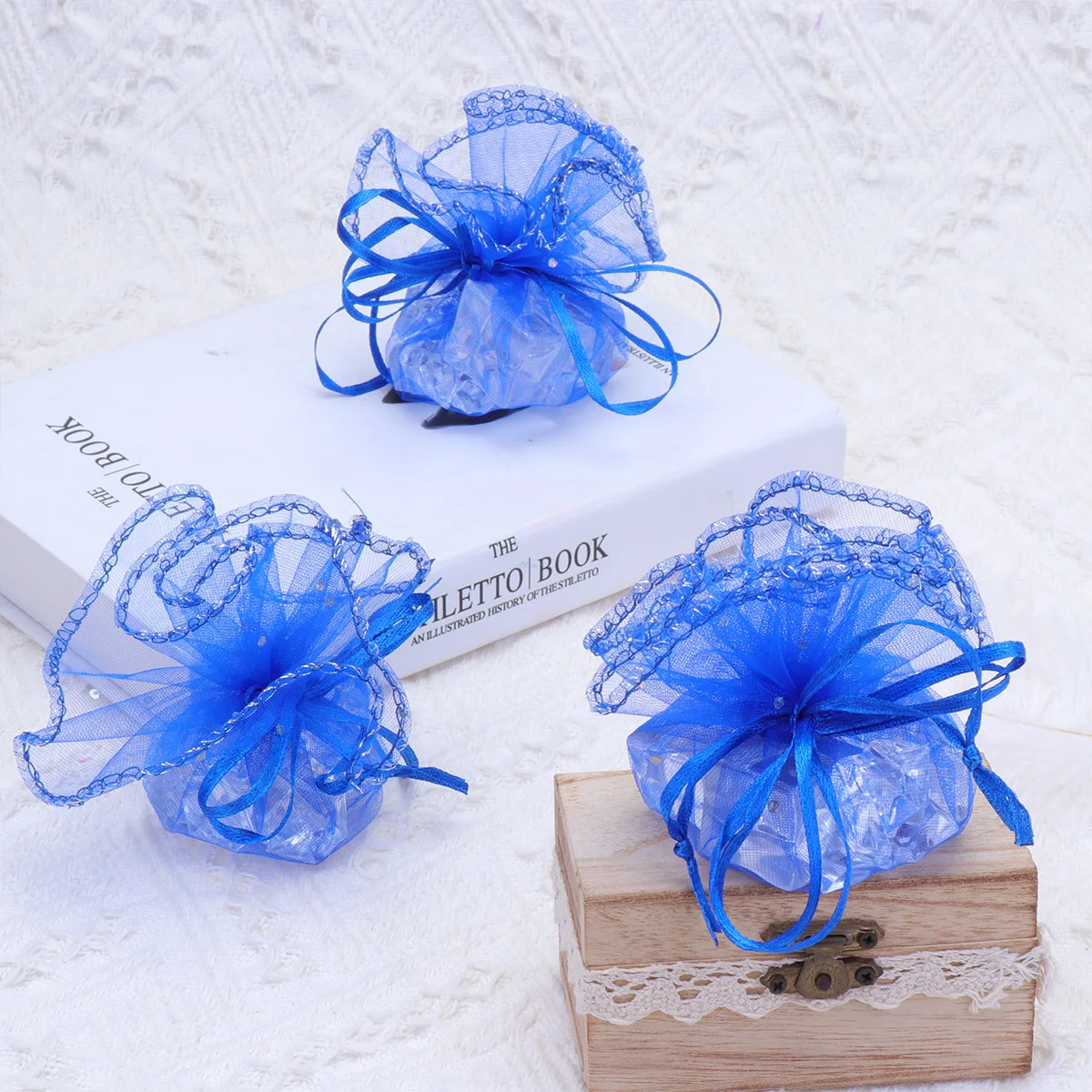 

100 Pcs Sequin Disc Yarn Bag Goodie Bags Drawstring Pouch Round Organza Package Wedding Favour Small Goody Rounded Favors Candy