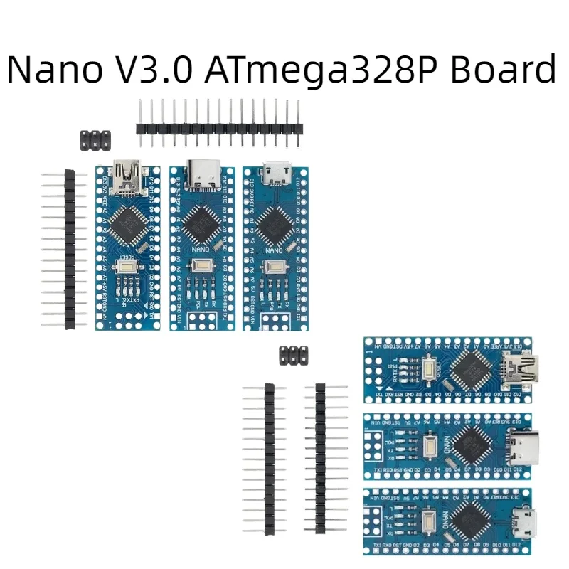 Nano V3.0 ATMEGA328P CH340 Development Board Mini Micro Type-C Interface for Arduino with Pin Header
