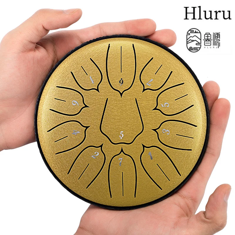 HLURU Glucophone Steel Tongue Drum 6 Inch 11 Notes D Tone Ethereal Drum Music Drum Yoga Meditation Percussion instrument