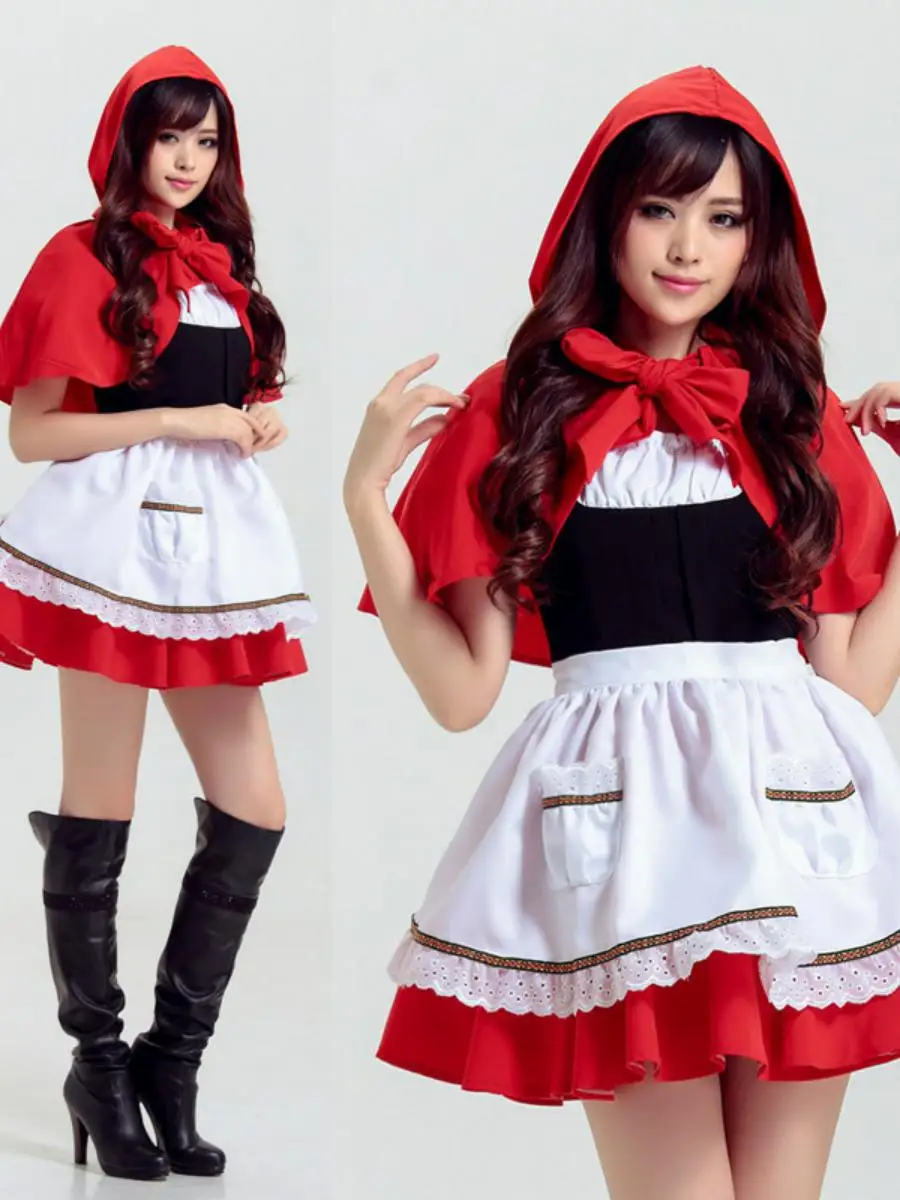 

Хэллоуин Красная Шапочка Ролевая Планг Аниме Пар Костюм Fem Maid Servant orm Полиэстер Материал Женский Сгусток...