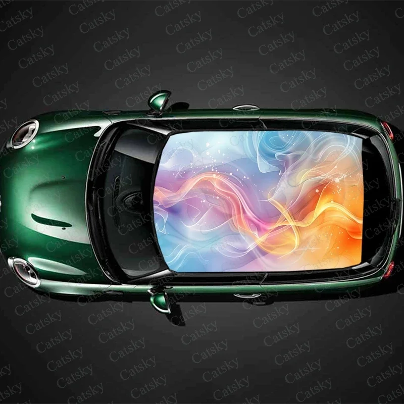 Gradients Colorful Smoke Car Roof Sticker Wrap Racing SUV Accessories Packaging Painted PVC Custom Car Graphic Decal