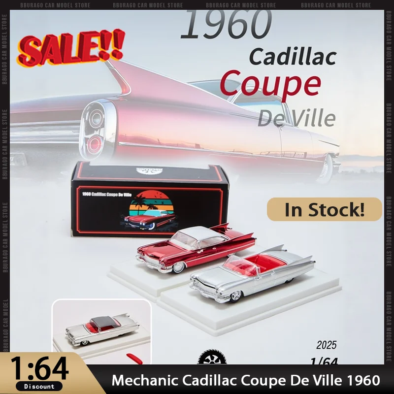 

New In Stock Mechanic 1:64 Cadillac Coupe De Ville 1960 Alloy Car Model Limited Edition Miniature Diecast Cadillac Ornaments Toy