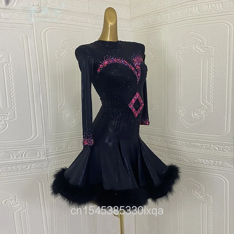 Vestidos de competición latina para niños Rumba Chacha Tango Ropa de práctica y campeonatos de rendimiento profesional personalizada