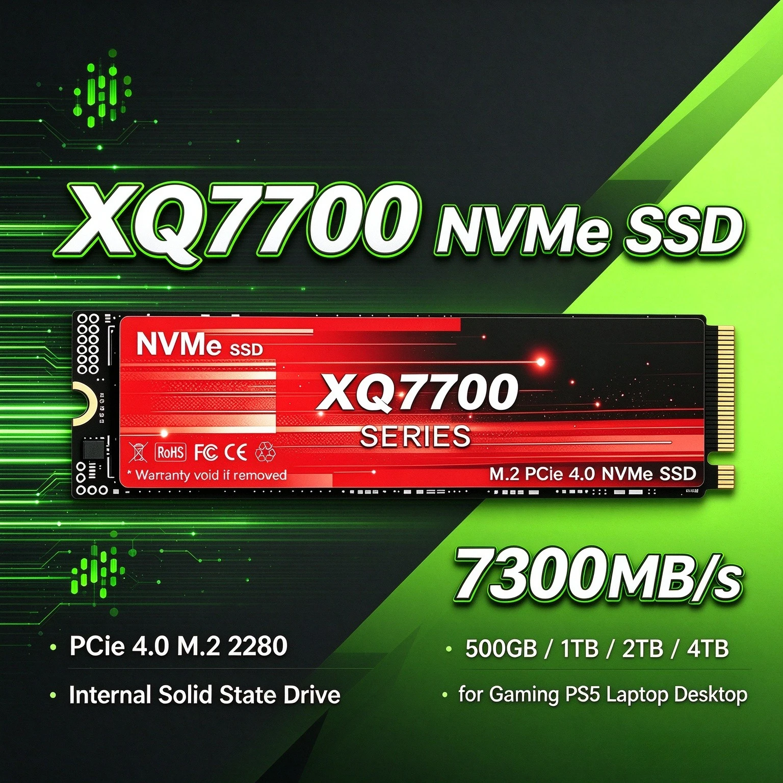 M.2 Nvme 4Tb Pcie 4.0 Ssd - 500GB 1TB 2TB 4TB 7300MB/s Série