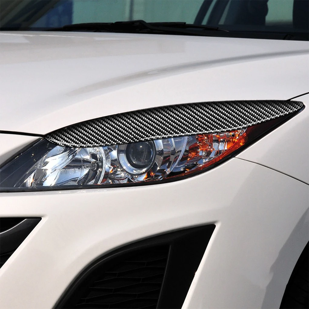 2Pcs Car Stickers Trim Carbon Fiber Headlight Strip Modified Decorative Eyebrows Cover Side Parts Decals Supplies