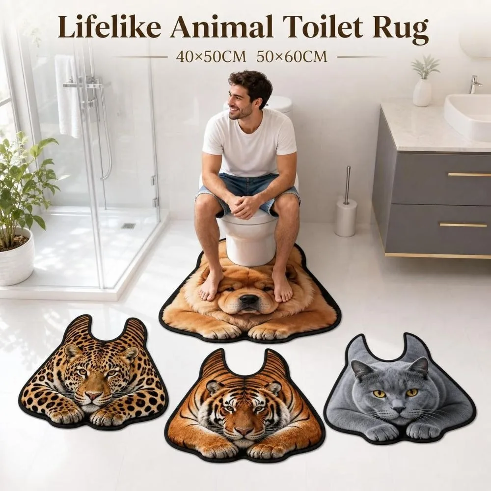 40×50CM 50×60CM Lifelike Animal Toilet Floor Mat Non-slip Diatomaceous Earth Toilet Rug Water-absorbing Washable