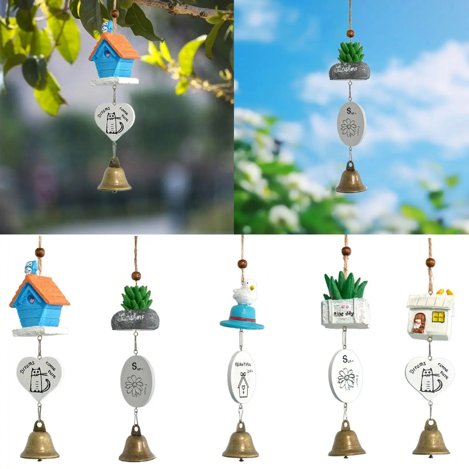 Cartoon Wind Chime Indoor/Outdoor Decor Pendant Gift for Women Men Rustic Windchime for Hallway Balcony Wedding Yard Pathway
