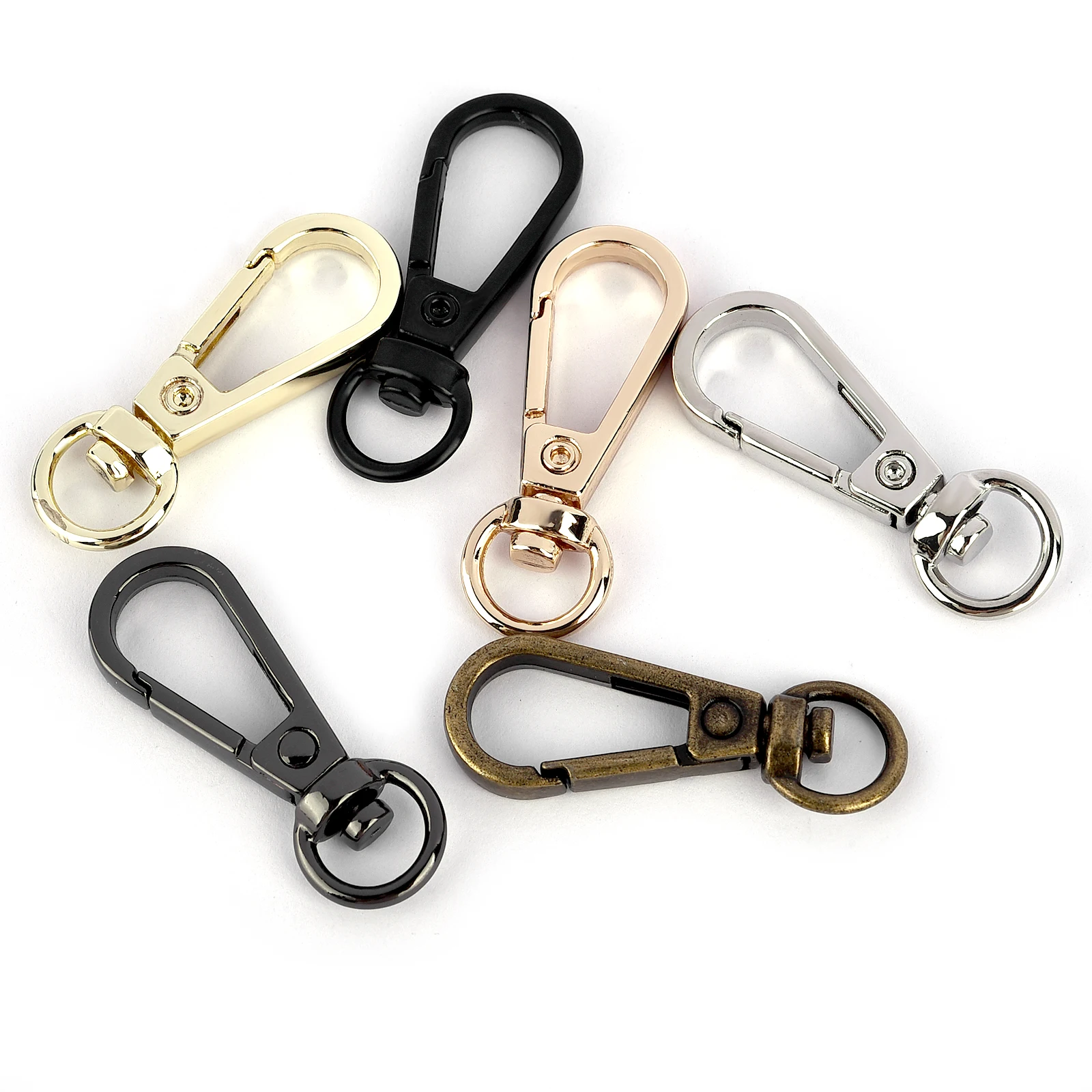 5pcs Metal Swivel O-Ring Eye Snap Hook Trigger Clasps Clips For Leather Craft Bag Strap Belt Webbing Keychain Pendant Accessory