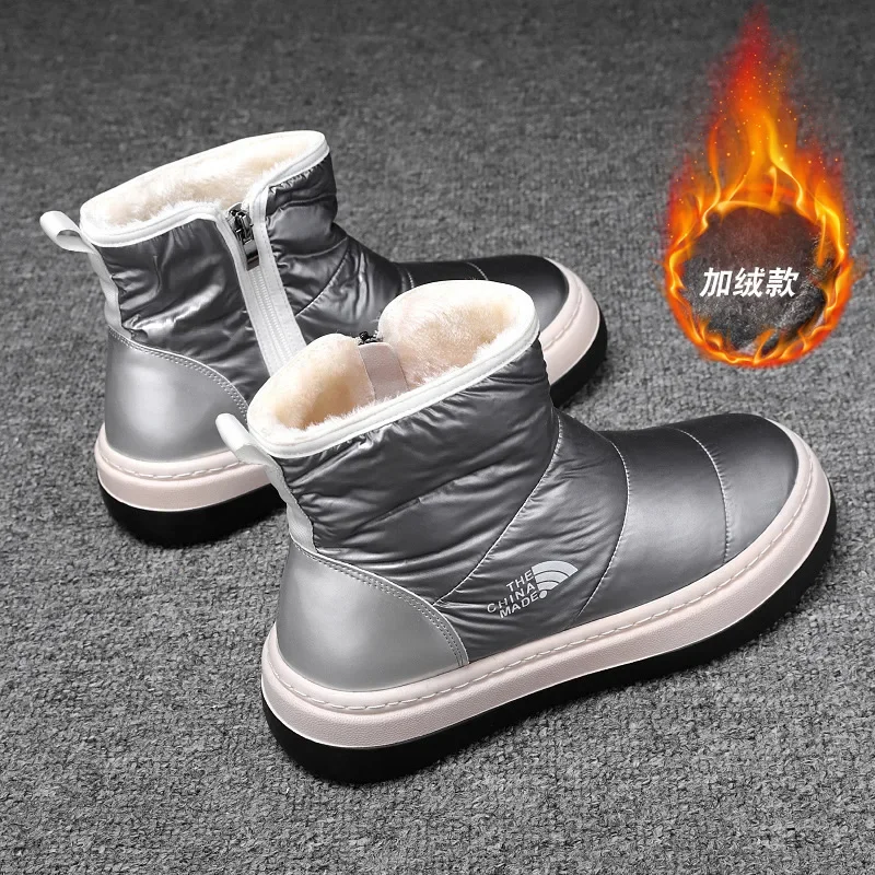 Originele Herenlaarzen Waterdichte Winter Heren Snowboots Pluche Warme Enkellaarzen Man Schoenen Katoenen Hoge Top Huisschoenen