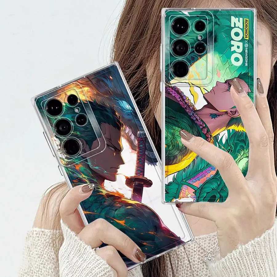 Piece Anime Zoro Case for Samsung Galaxy S24 S23 Ultra S20 S25 S22 FE Note 20 Ultra S23FE S21+ Soft Phone Cover