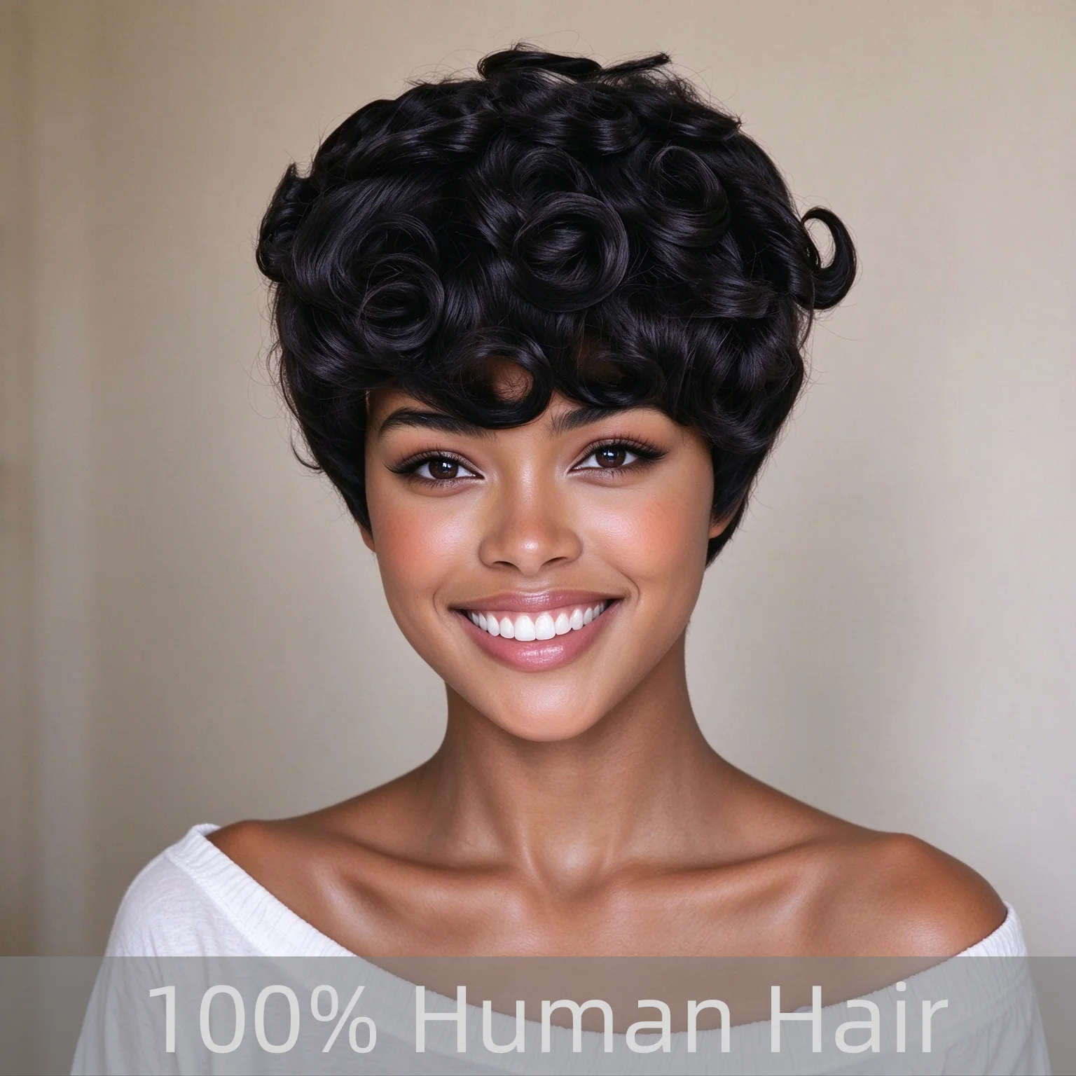 Elegant Bouncy Short Pixie Wigs Deep Wave Curly Bob Wigs Human Hair Wigs For Women Machine Made Instant Hairstyle150% Density