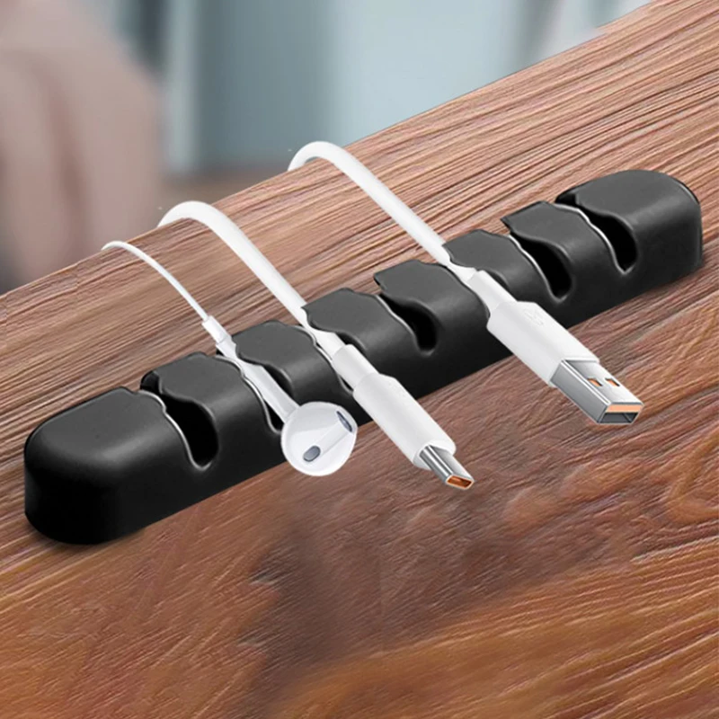 Auto-adesivo Silicone Magnetic Cable Organizer, monocromática, suporte do cabo, flexível Desktop Clips, Mouse Wire Organizer