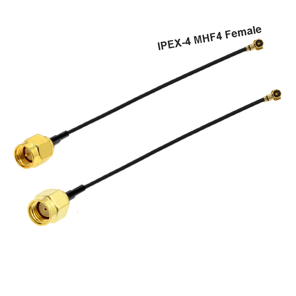 BEVOTOP 100pcs  4 Cable -4 4 Female to RP-SMA/SMA Male Plug WIFI Antenna Pigtail Jumper RG0.81MM Extension RF Cable