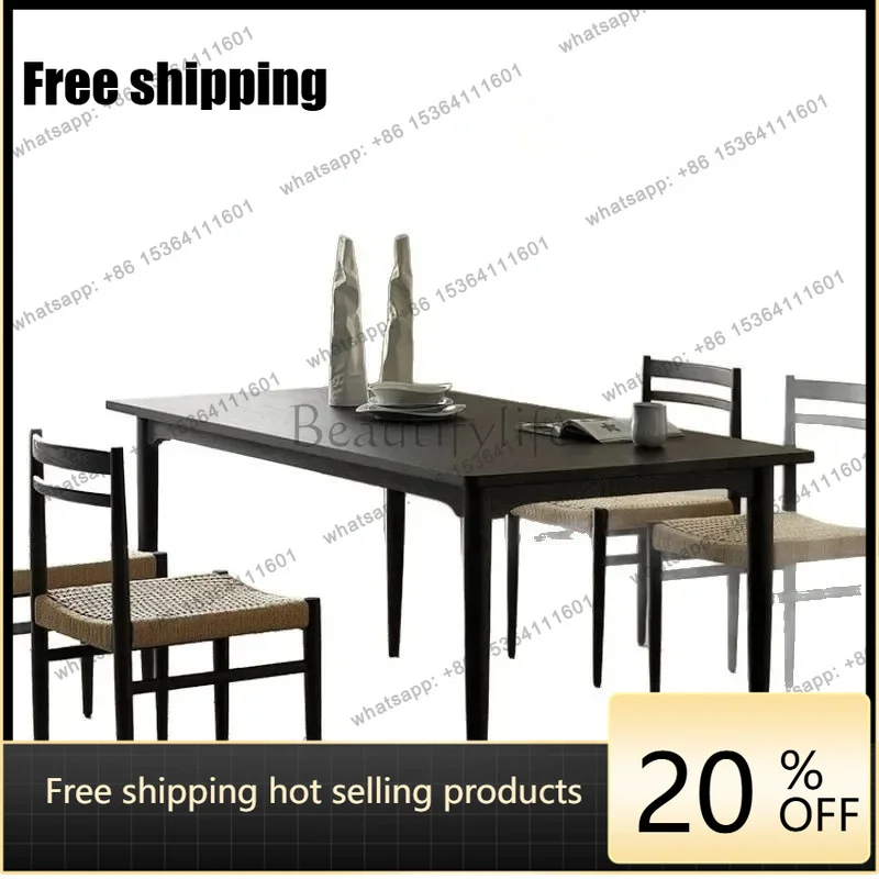 zj. Japanese Solid Wood Art Dining Table Log Minimalist Dining Table Retro Rectangular Desk Conference Table
