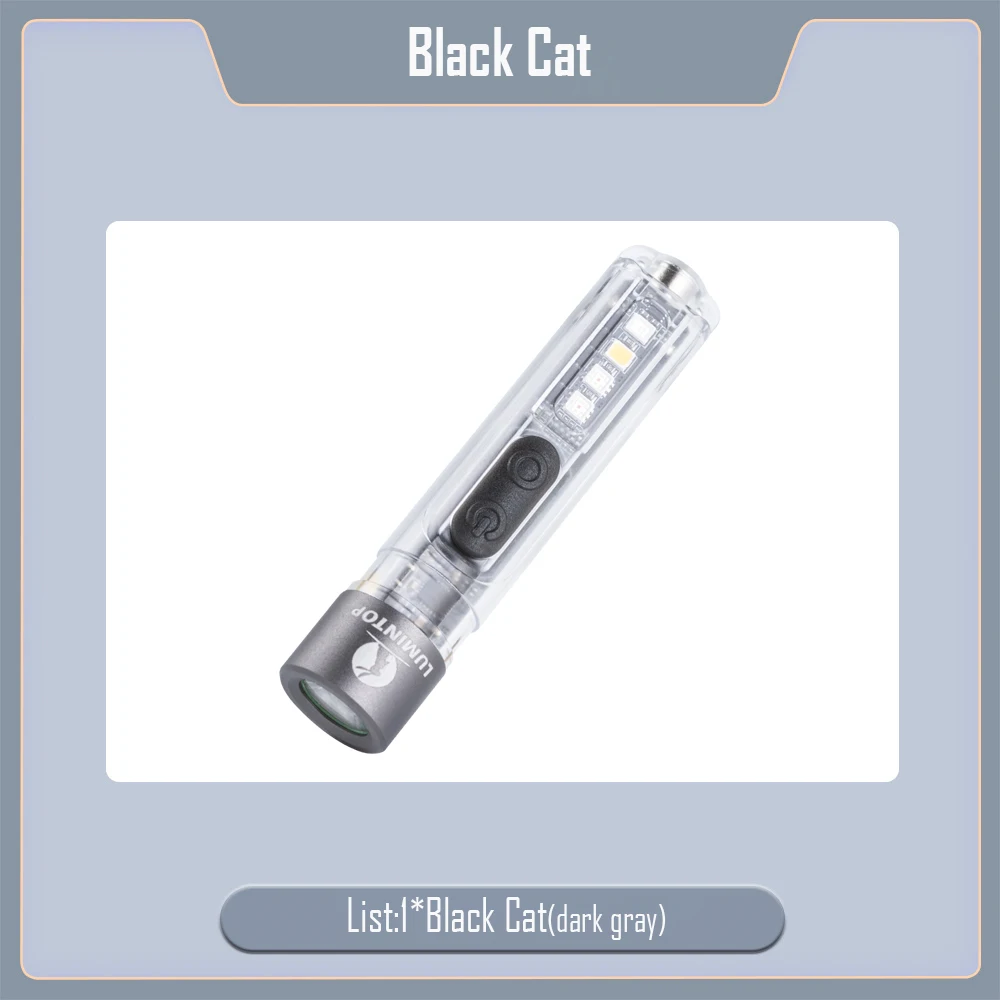 

Lumintop Black cat Mini LED Flashlight USB-C Rechargeable flashlight 5 Modes UV/RGB/Warm Side Light, 450mAh Magnetic Tail, Pocket-Size 74.5*16mm