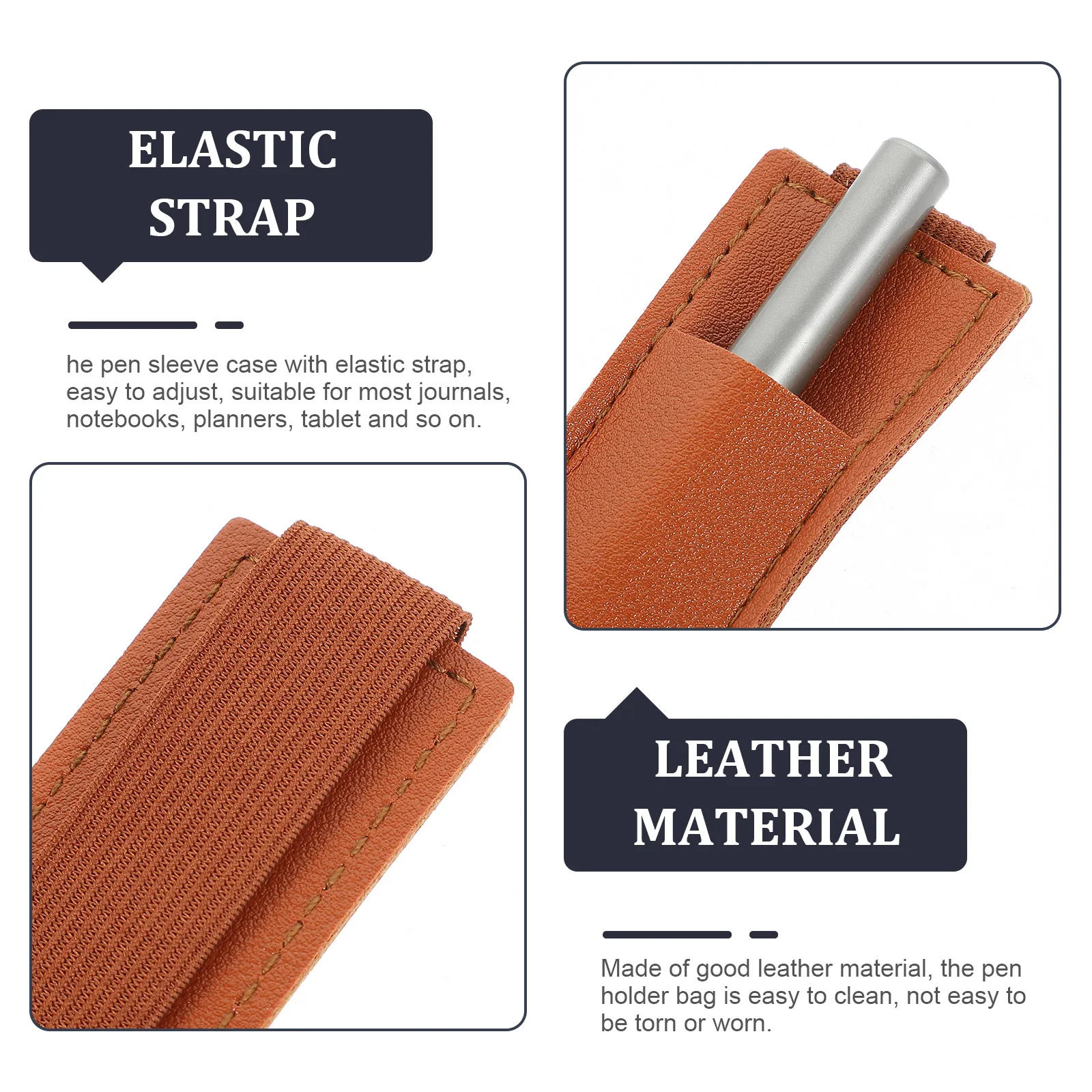 

6pcs Notebook Holder Elastic Band Pen Pouch For Journal Tablet Pen Storage Bag Meeting Business Travel Use