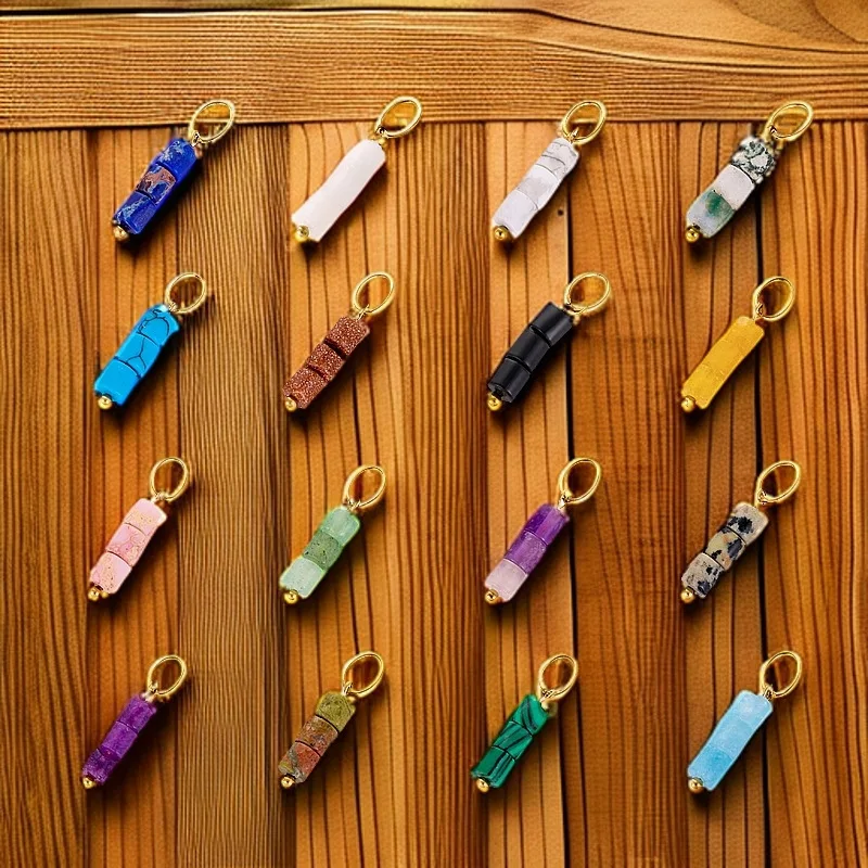 CARLIDANA Wasserdichter Naturstein, glatt vergoldeter Kristall, halbfertiger Charm-Anhänger für DIY-Halskette, Armbänder, Schmuck