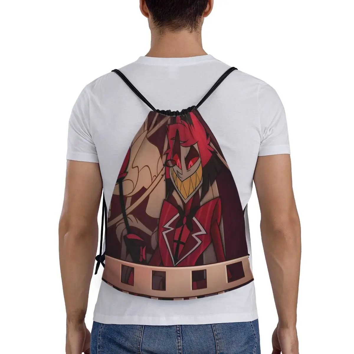 

Современные рюкзаки Hazbin Alastor Buddy в стиле аниме, модные спортивные сумки на шнурке с карманами, сумки для книг для мужчин и женщин, школьные сумки
