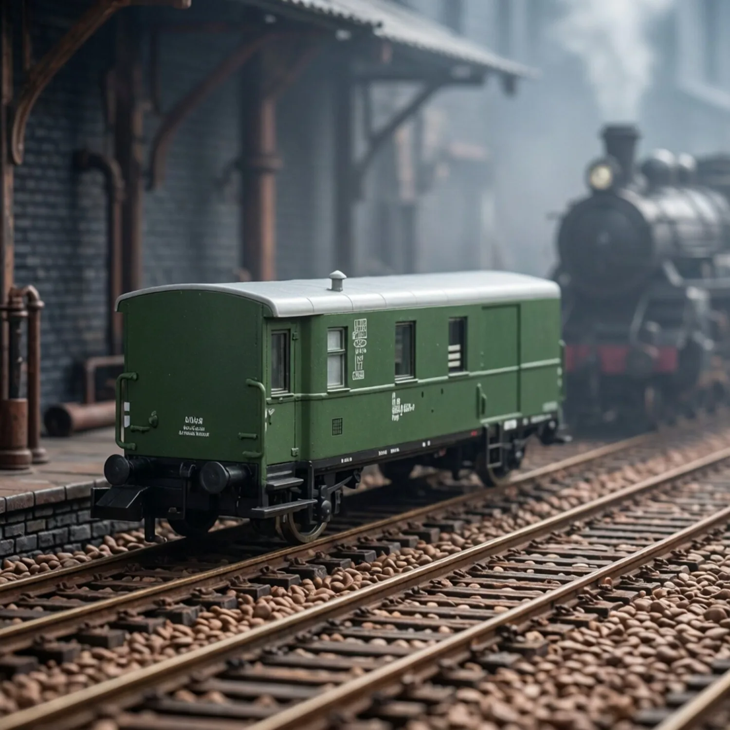 N type 1/160 Train Carriage Model Luggage Car 830150 Green Miniature Train Model Sand Table Scene Decoration Boy Toy Gift