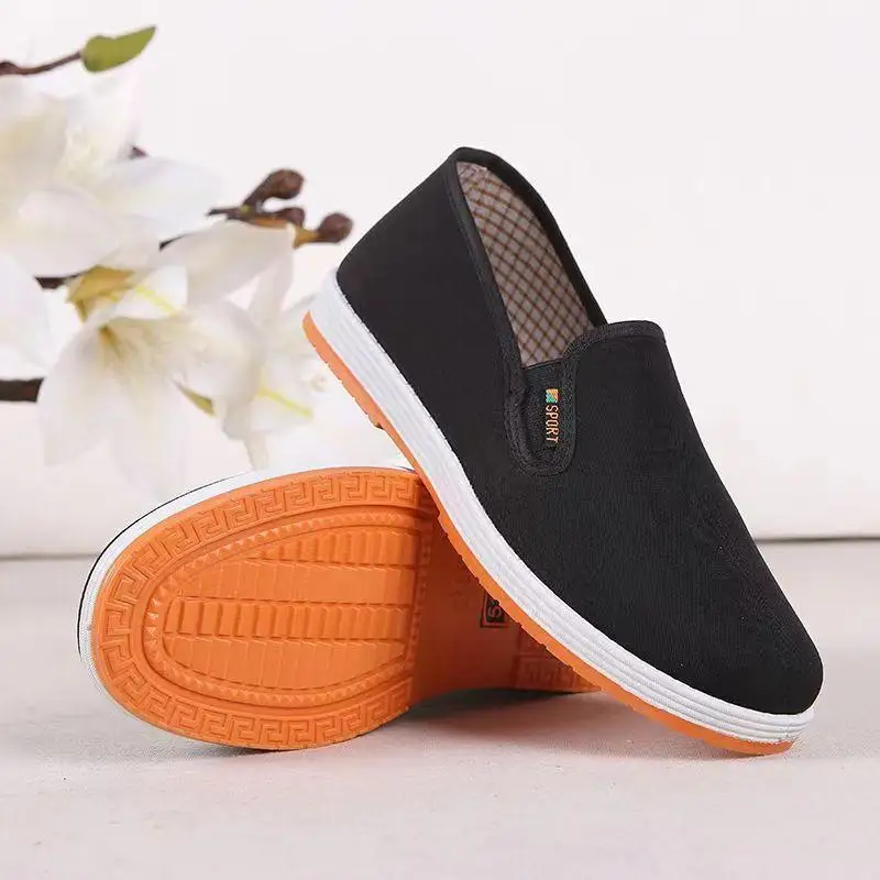 

Men's Work oes Beijing Sle Canvas oes Cow Tendon Bot Single oes Bla Canvas oes Breathable round Toe oes