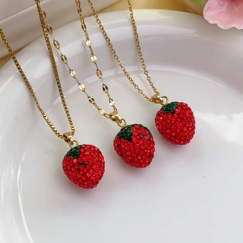 Sweet Fashion Strawberry Earrings Earrings Crystal Pendientes Mujer Nuevo En Jewlery Perlas Dangle Ear Rings Aretes Colgantes